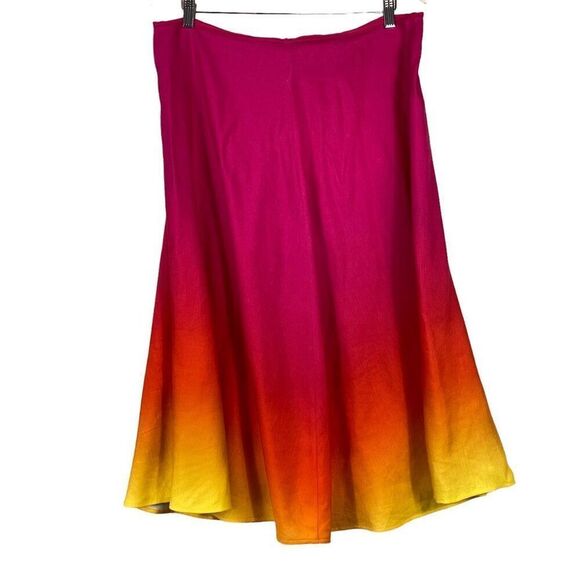 Lauren Ralph Lauren Black Label Ombré Linen Blend Midi Skirt Plus Size - Picture 1 of 8